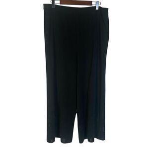 Ming Wang‎ Pants Womens XL Black Capri Wide Leg Pull On Stretch Comfy Casual